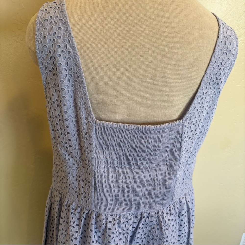 J Crew Button-Front Eyelet Dress Peri Shadow Size 10 - Picture 3 of 13